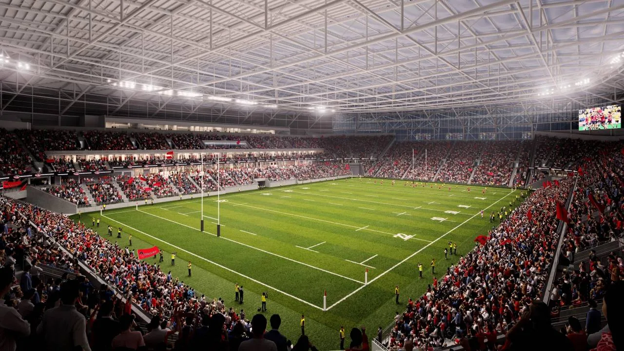 Vue du One NZ Stadium depuis les tribunes