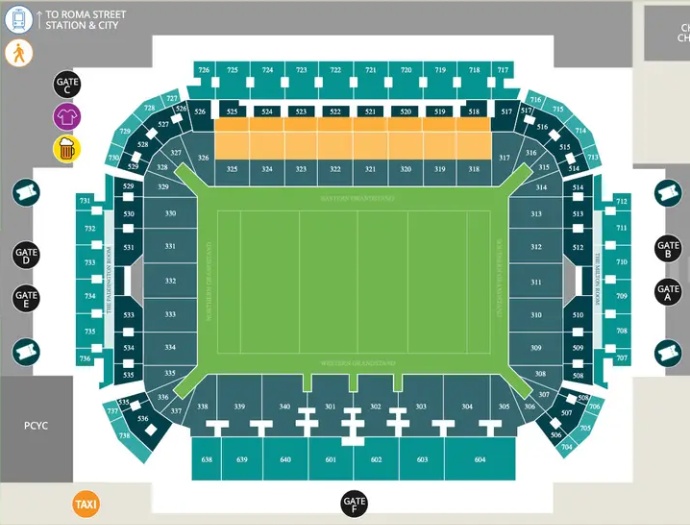 plan du Suncorp Stadium à Brisbane